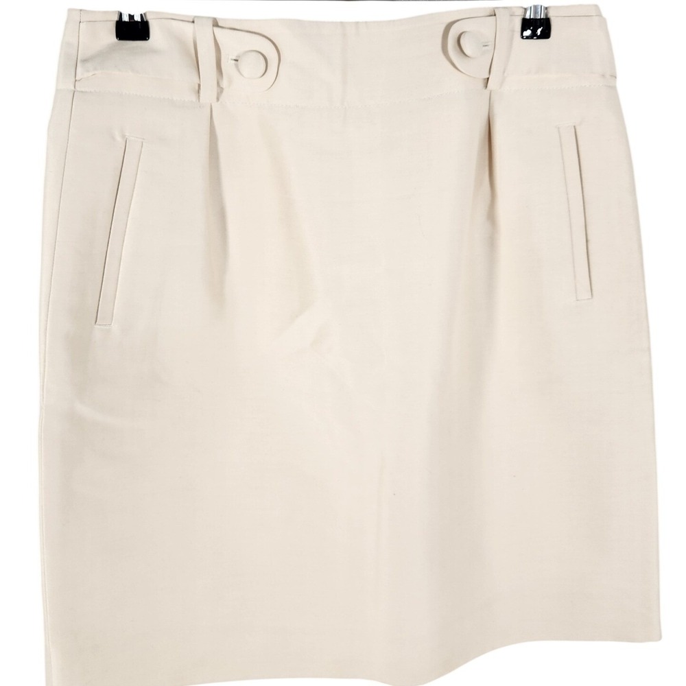 Banana Republic Silk Wool Ivory Cream Ecru Pencil Skirt Size 6
